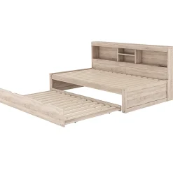 Canapé-lit 90x200cm LED télécommandé rangement prise/USB sans matelas naturel><noscript><img width=