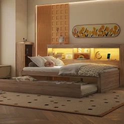 Canapé-lit 90x200cm LED télécommandé rangement prise/USB sans matelas naturel><noscript><img width=