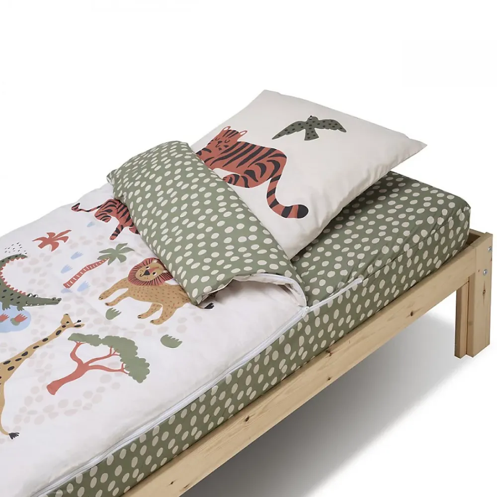 Bleu Calin Caradou Parure de lit Enfant 90x190cm Avec Couette Motif Jungle* Parure De Lit