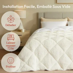 Casabel Couette Sherpa 220x240 cm 450 gsm Reversible Face Sherpa ou Microfibre Respirante Thermoregulative Lavable* Couette