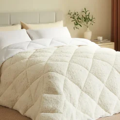 Casabel Couette Sherpa 220x240 cm 450 gsm Reversible Face Sherpa ou Microfibre Respirante Thermoregulative Lavable* Couette