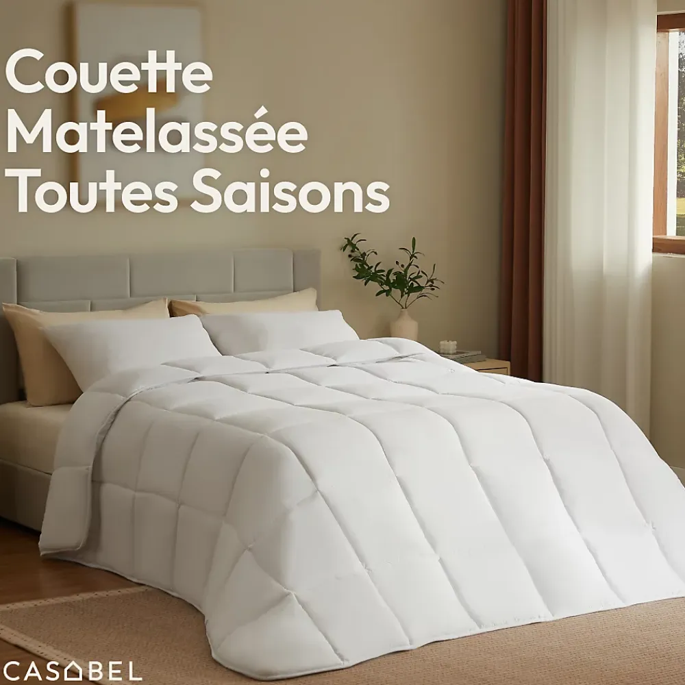 Casabel Couette 220x240 cm Hiver Légère, 450 GSM Microfibre Douce et Respirante, Thermorégulatrice, Lavable, Pour Lit 2 Personnes* Couette