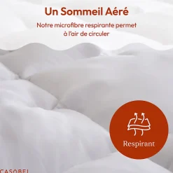 Casabel surmatelas enveloppant 140x190 cm en microfibre respirante, ultra moelleux, anti-acariens, avec liseré bleu* Surmatelas