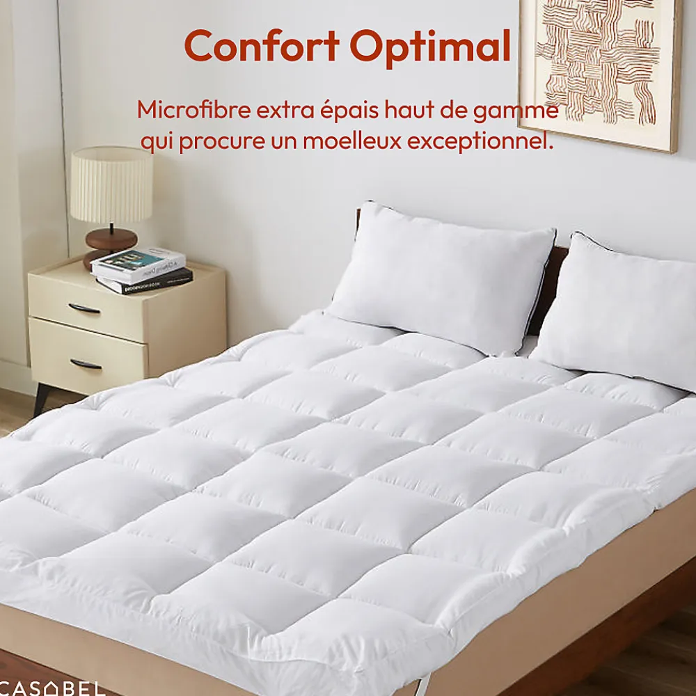 Surmatelas Moelleux 140x190 cm Extra Epais Microfibre Respirante Antiderapant 4 Bandes Elastiques Anti Acariens>Casabel Outlet