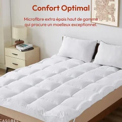 Surmatelas Moelleux 180x200 cm Extra Epais Microfibre Respirante Antiderapant 4 Bandes Elastiques Anti Acariens><noscript><img width=