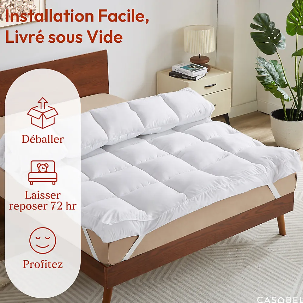 Surmatelas Moelleux 180x200 cm Extra Epais Microfibre Respirante Antiderapant 4 Bandes Elastiques Anti Acariens>Casabel Clearance