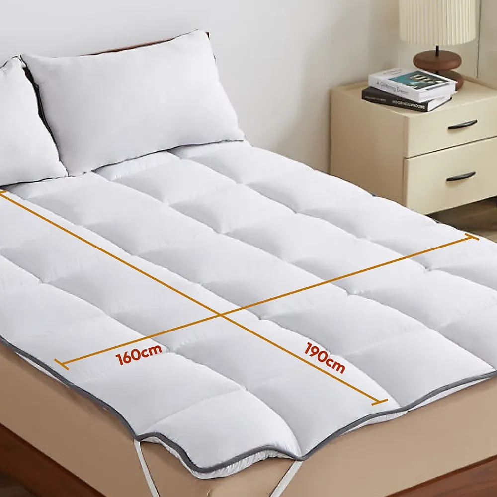 Casabel Surmatelas 160x190 cm 600gsm Extra Moelleux Microfibre Respirante Matelassage Confort 4 Elastiques d Angle* Surmatelas