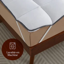 Surmatelas 90x200 cm 600gsm Extra Moelleux Microfibre Respirante Matelassage Confort 4 Elastiques d Angle><noscript><img width=
