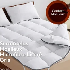 Surmatelas 160x200 cm 600gsm Extra Moelleux Microfibre Respirante Matelassage Confort 4 Elastiques d Angle>Casabel Outlet