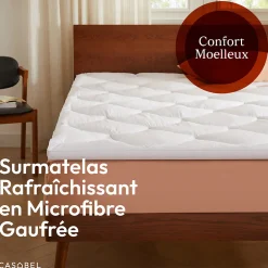 Surmatelas 120x195 cm Microfibre Rafraichissante 600 GSM 4 cm Epaisseur Fixation Elastique 1 Personne>Casabel Hot