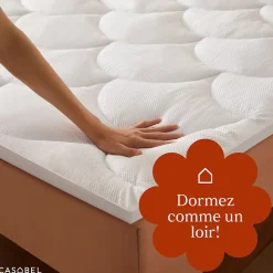Casabel Surmatelas 90x190 cm Microfibre Rafraichissante 600 GSM 4 cm Epaisseur Fixation Elastique 1 Personne* Surmatelas