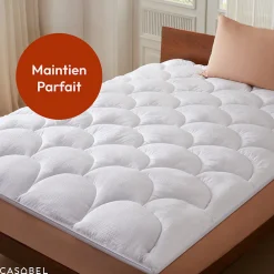 Surmatelas 140x190 cm Microfibre Rafraichissante 600 GSM 4 cm Epaisseur Fixation Elastique 1 Personne><noscript><img width=
