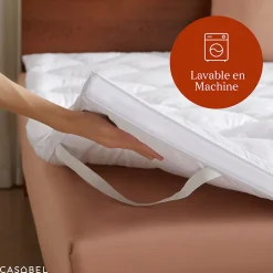 Surmatelas 140x190 cm Microfibre Rafraichissante 600 GSM 4 cm Epaisseur Fixation Elastique 1 Personne><noscript><img width=