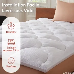 Surmatelas 140x190 cm Microfibre Rafraichissante 600 GSM 4 cm Epaisseur Fixation Elastique 1 Personne><noscript><img width=