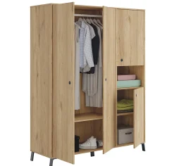 Chambre à coucher adulte coloris chêne doré ( armoire + 2 chevets + Tête de lit )><noscript><img width=