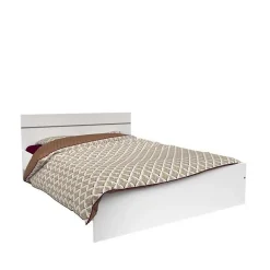 Parisot Chambre complete BOSTON : Lit adulte 140x190 + Commode + 1 Chevet - Décor blanc - Fabriqué en France* Ensemble Sommier Et Matelas