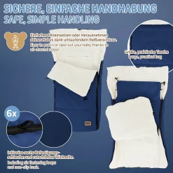 Joyz Chancelière pour poussette bébé 94x48x10 cm bleu en polyester imperméable lavable à 40 grades* Couverture