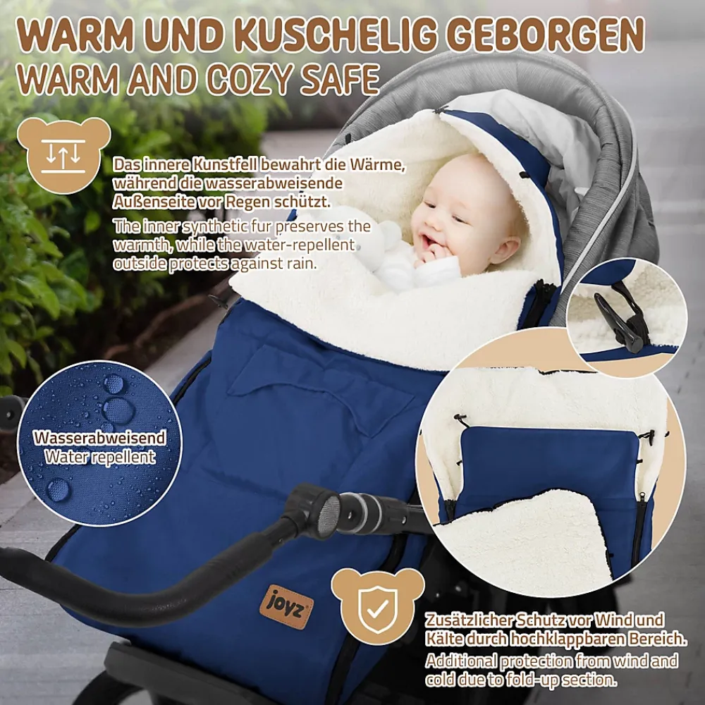 Joyz Chancelière pour poussette bébé 94x48x10 cm bleu en polyester imperméable lavable à 40 grades* Couverture