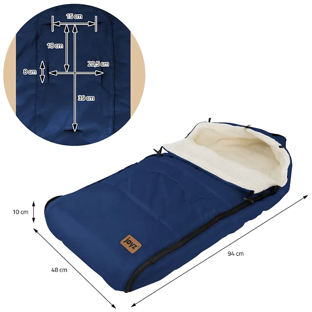 Joyz Chancelière pour poussette bébé 94x48x10 cm bleu en polyester imperméable lavable à 40 grades* Couverture
