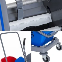 Chariot de lavage chariot de nettoyage professionnel presse à mâchoire 2 seaux 25 L 73L x 45l x 92H cm plastique gris bleu rouge><noscript><img width=