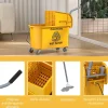 Homcom Chariot de ménage chariot de lavage nettoyage professionnel essoreuse latérale seau 20L poignée et serpillère jaune* Seau, Bassine, Récipient De Ménage