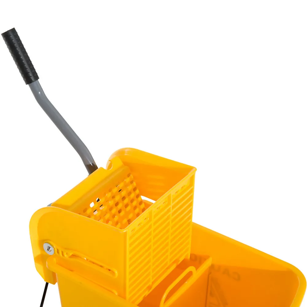 Chariot de nettoyage lavage seau de ménage 20 L avec essoreur et séparateur eau sale propre jaune>Homcom Discount