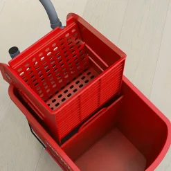 Chariot de nettoyage lavage seau de ménage 20 L avec essoreur et séparateur eau sale propre rouge><noscript><img width=