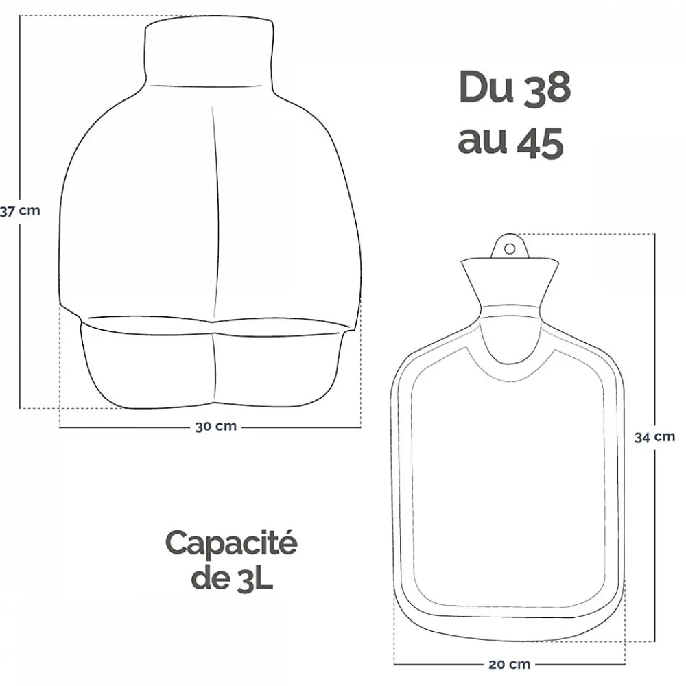Chauffe pieds bouillotte douce 3 litres, déhoussable et antidérapant ->Vivezen Online