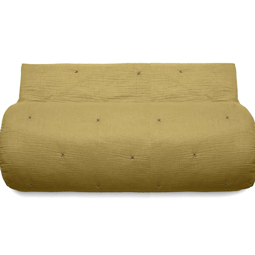 Chemin de lit capitonné en mousseline de coton 80x200 cm ANDROS jaune jasmin>Linnea Clearance