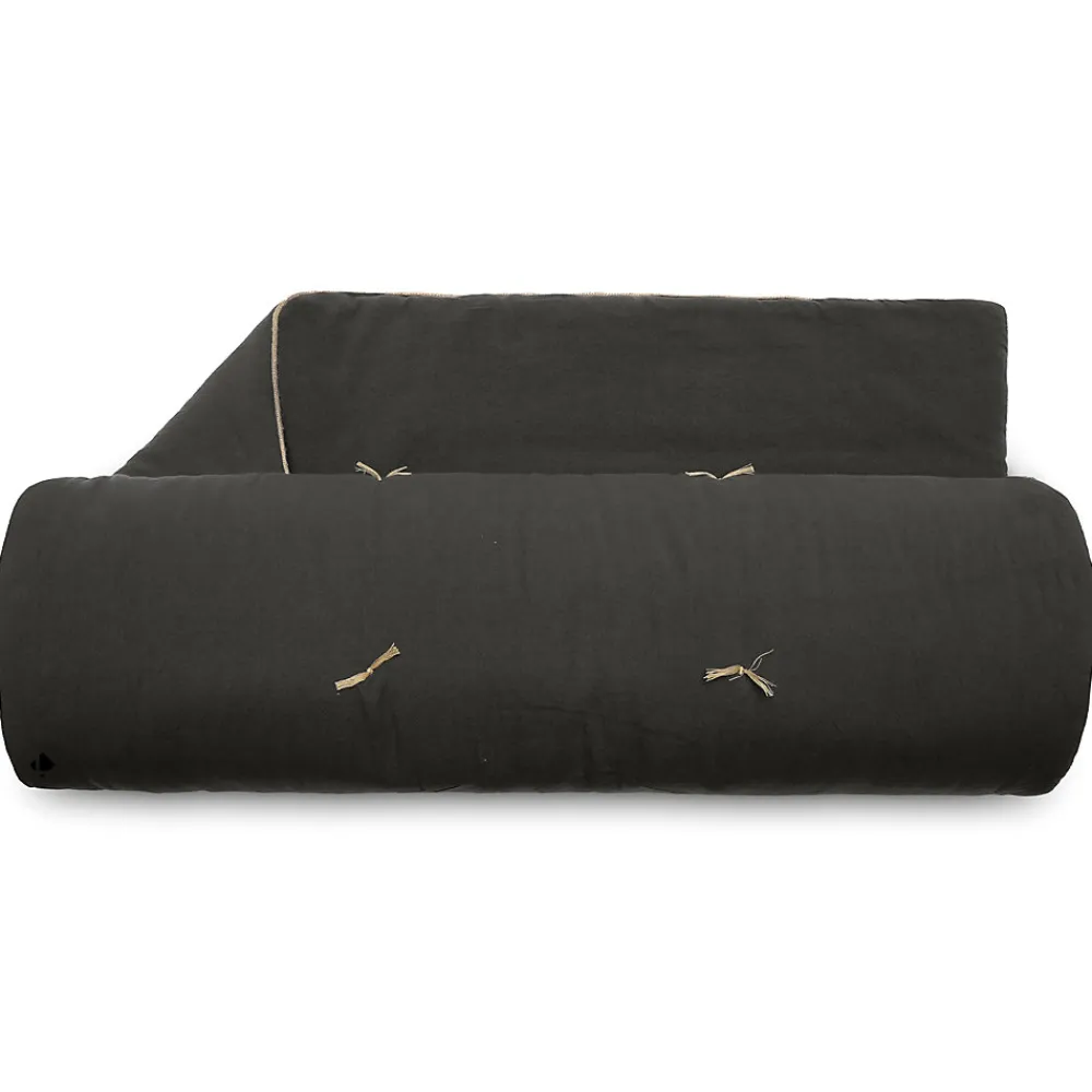 Chemin de lit coton lavé 80x200 cm HONO DÉCO noir caviar>Linnea Discount