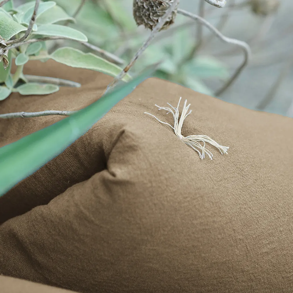 Chemin de lit coton lavé 80x200 cm HONO DÉCO marron camel>Linnea Discount