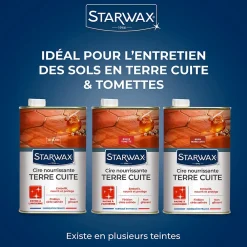 Starwax Cire tomettes et terres cuites incolore 1L* Nettoyant Et Entretien Pour Sol