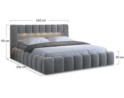 Best Mobilier Cleo - lit coffre avec led - 140x200 cm - sommier inclus - en velours -* Lit Coffre