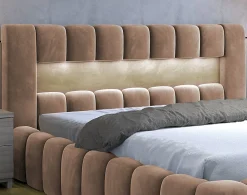 Cleo - lit coffre avec led - 160x200 cm - sommier inclus - en velours -><noscript><img width=
