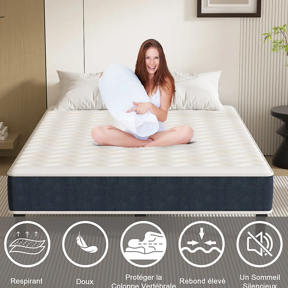 Combinaison lit matelas 120x190 cm, Matelas a mousse+ Cadre de Lit en Fer, Comprenant 9 pieds, Epaisseur du matelas 15 cm>Teeno Clearance