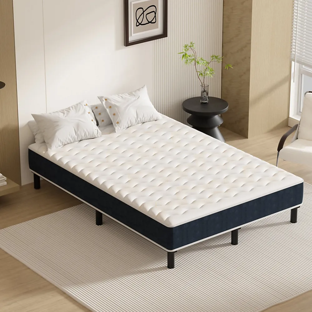 Combinaison lit matelas 120x190 cm, Matelas a mousse+ Cadre de Lit en Fer, Comprenant 9 pieds, Epaisseur du matelas 15 cm>Teeno Clearance