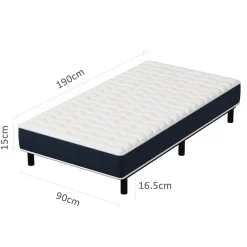 Combinaison lit matelas 90x190 cm, Matelas à Mémoire de Forme + Cadre de Lit en Fer, Comprenant 6 pieds, Epaisseur du matelas 15>Teeno Online
