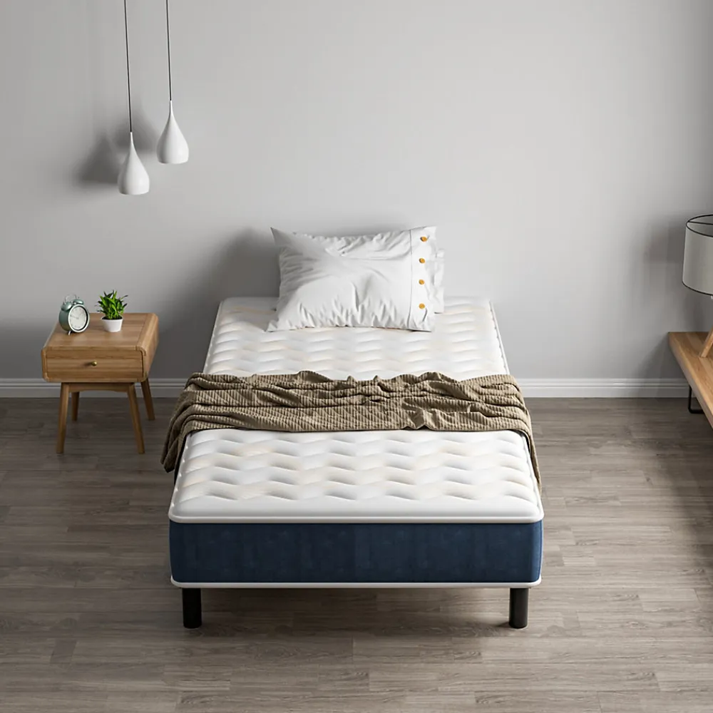 Combinaison lit matelas 90x190 cm, Matelas à Mémoire de Forme + Cadre de Lit en Fer, Comprenant 6 pieds, Epaisseur du matelas 15>Teeno Online