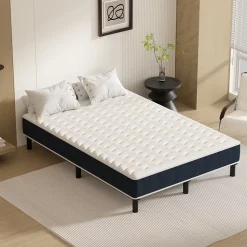 Teeno Combinaison lit matelas 140x200 cm, Matelas a mousse+ Cadre de Lit en Fer, Comprenant 9 pieds, Epaisseur du matelas 15 cm* Ensemble Sommier Et Matelas