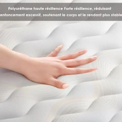 Combinaison lit 140x190 cm, matelas en mousse à mémoire de forme de 15 cm d'épaisseur + cadre de lit en fer, 9 pieds><noscript><img width=