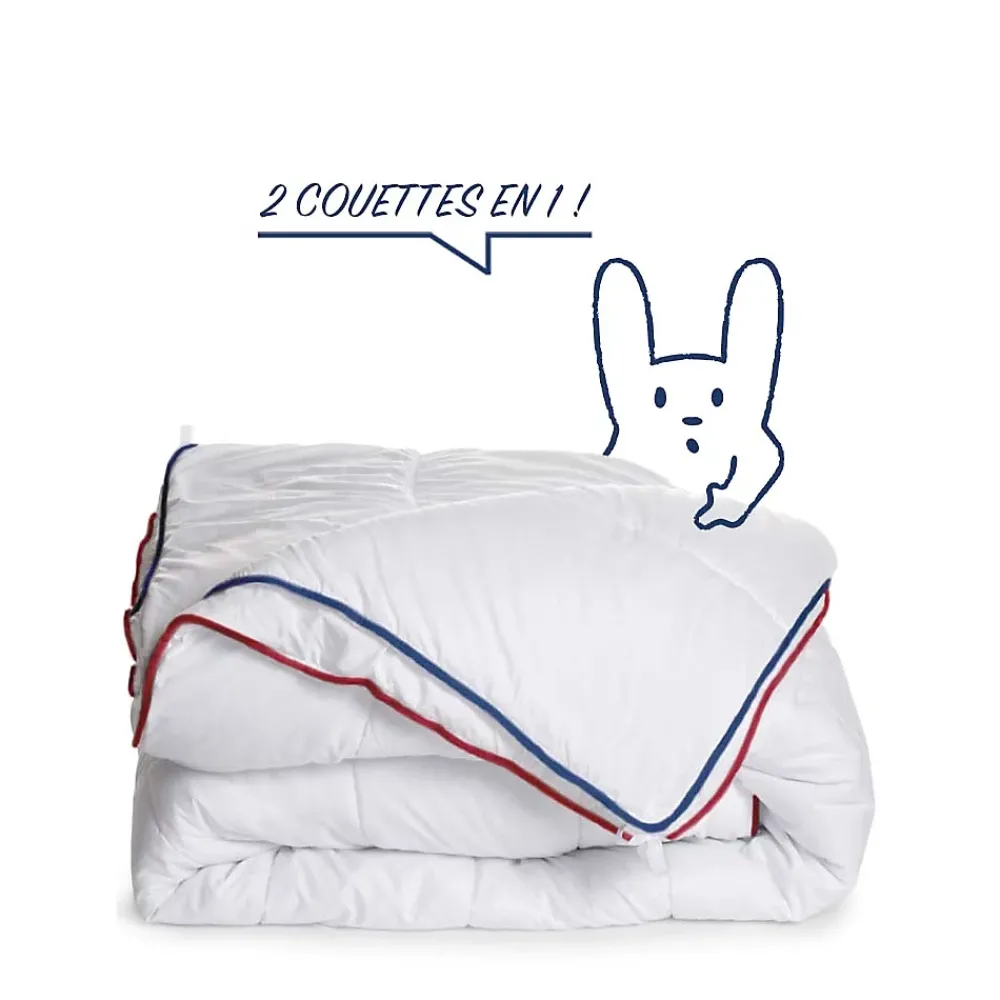 Bleu Calin Couette 4 saisons 200x200cm 3 couettes en 1* Couette