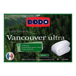 Couette 240 x 260 cm - - Tempérée - 100% fibre polyester - Pour 2 personnes - Blanc>Dodo