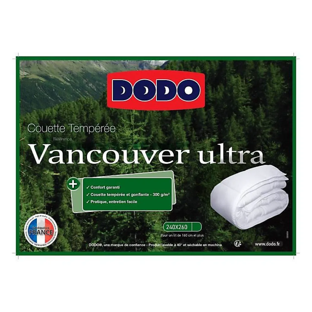 Couette 240 x 260 cm - - Tempérée - 100% fibre polyester - Pour 2 personnes - Blanc>Dodo