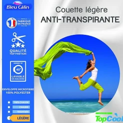 Couette anti transpirante 200 gr/m² 200 x 200 cm pour lit 120 x 190 cm>Bleu Calin Online