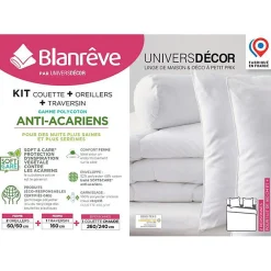 Couette Blanrêve très chaude 260 x 240 + 2 Oreillers 60 x 60 + Polochon 160 