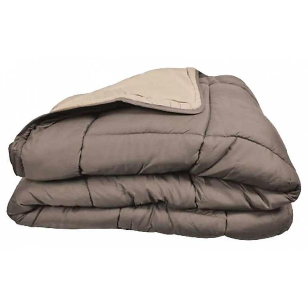 Toison d'Or Couette chaude Bicolore Gamme Microfibre "Cocoon Non feu - Norme NF EN ISO 12952" toutes dimensions - Cocoon Taupe Lin* Couette