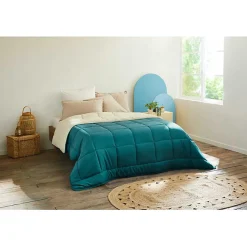Toison d'Or Couette chaude Bicolore Gamme Microfibre "Cocoon Non feu - Norme NF EN ISO 12952" toutes dimensions - cocoon Bleu Paon* Couette