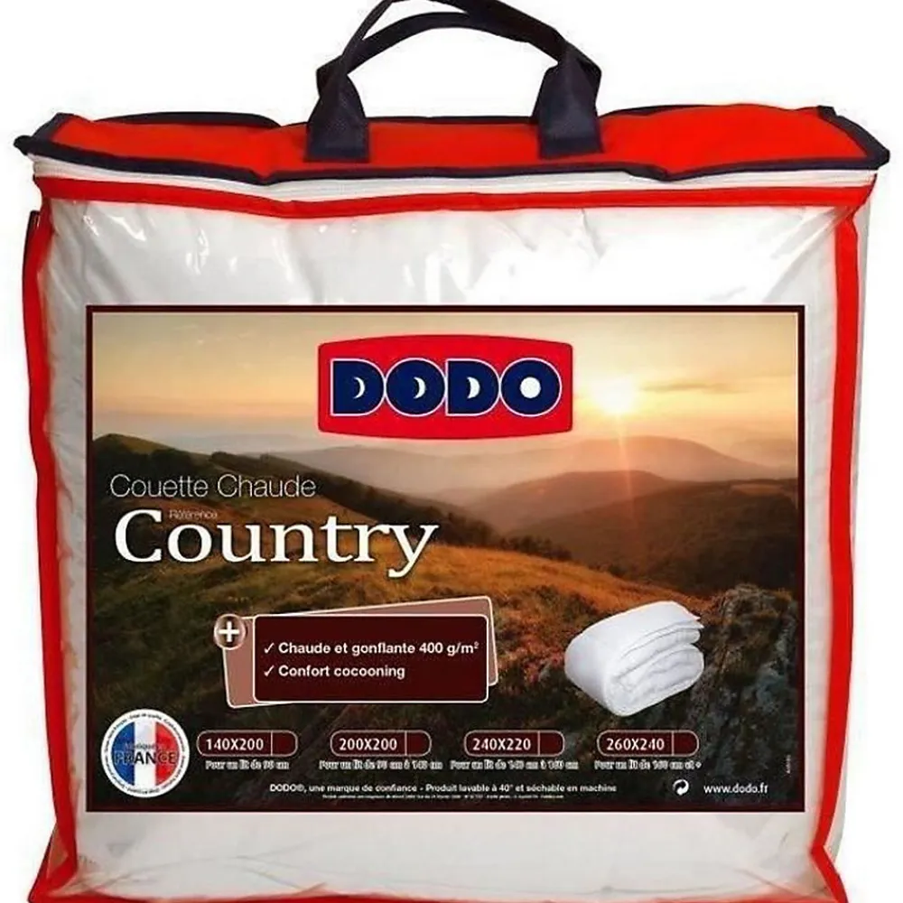 Couette chaude Country - 240 x 260 cm - 400gr/m² - Blanc ->Dodo Best