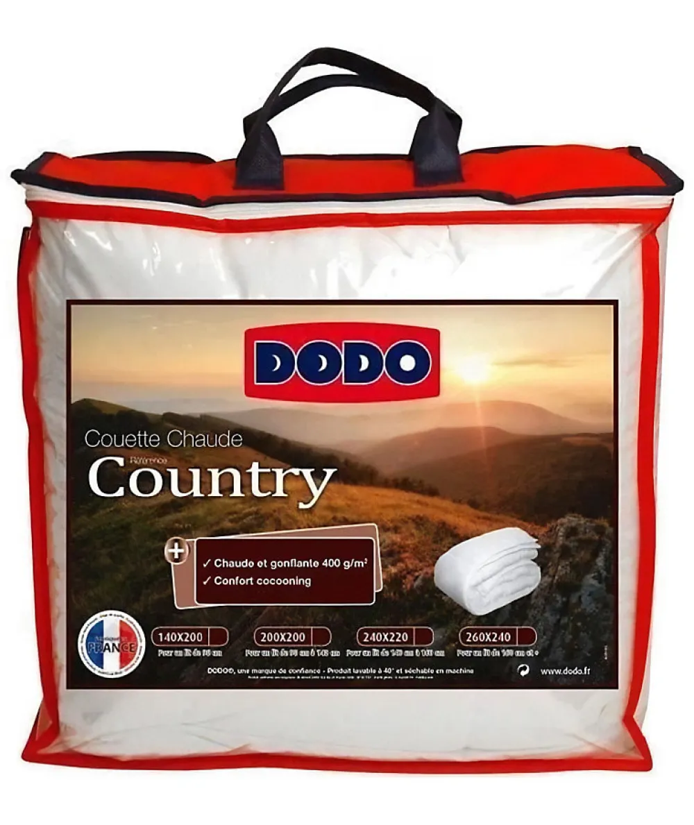 Couette chaude Country - 220 x 240 cm - 400gr/m² - Blanc ->Dodo Online