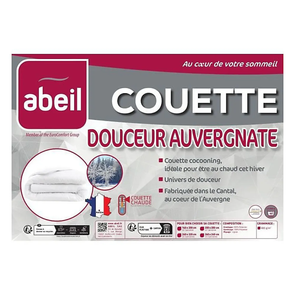Abeil Couette chaude 400gr/m² Douceur Auvergnate - 140 x 200 cm - 1 personne -* Couette
